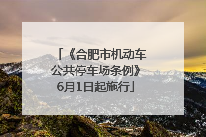 《合肥市机动车公共停车场条例》6月1日起施行