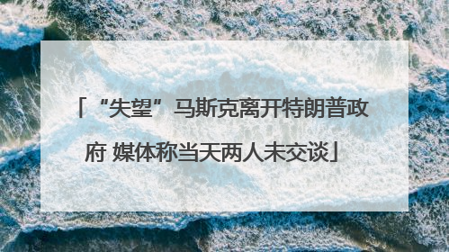 “失望”马斯克离开特朗普政府 媒体称当天两人未交谈
