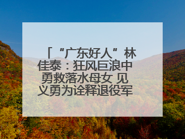“广东好人”林佳泰：狂风巨浪中勇救落水母女 见义勇为诠释退役军人担当
