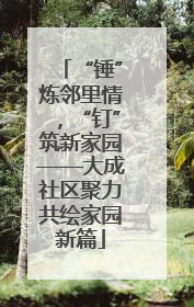 “锤”炼邻里情，“钉”筑新家园——大成社区聚力共绘家园新篇