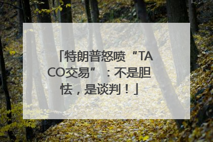 特朗普怒喷“TACO交易”：不是胆怯，是谈判！