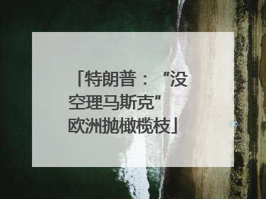 特朗普：“没空理马斯克” 欧洲抛橄榄枝