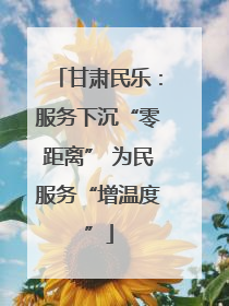 甘肃民乐：服务下沉“零距离” 为民服务“增温度”