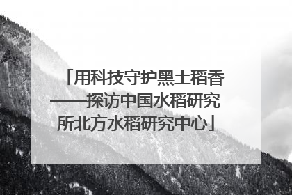 用科技守护黑土稻香——探访中国水稻研究所北方水稻研究中心