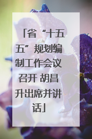 省“十五五”规划编制工作会议召开 胡昌升出席并讲话