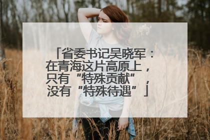 省委书记吴晓军：在青海这片高原上，只有“特殊贡献”，没有“特殊待遇”