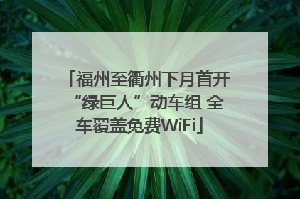 福州至衢州下月首开“绿巨人”动车组 全车覆盖免费WiFi