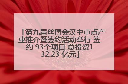 第九届丝博会汉中重点产业推介暨签约活动举行 签约 93个项目 总投资132.23 亿元