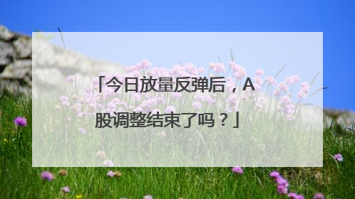 今日放量反弹后，A股调整结束了吗？