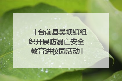 台前县吴坝镇组织开展防溺亡安全教育进校园活动