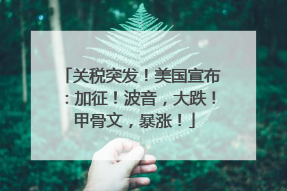 关税突发！美国宣布：加征！波音，大跌！甲骨文，暴涨！