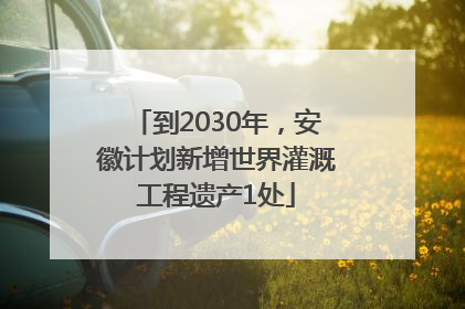 到2030年，安徽计划新增世界灌溉工程遗产1处