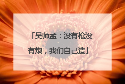 吴师孟：没有枪没有炮，我们自己造