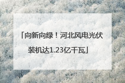 向新向绿！河北风电光伏装机达1.23亿千瓦
