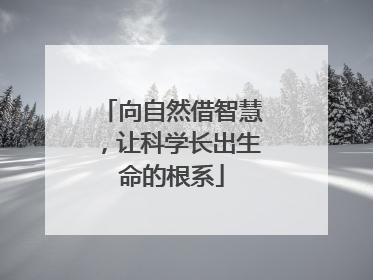向自然借智慧，让科学长出生命的根系