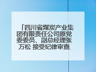 四川省煤炭产业集团有限责任公司原党委委员、副总经理张万松 接受纪律审查和监察调查