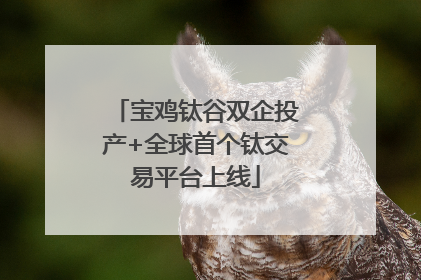 宝鸡钛谷双企投产+全球首个钛交易平台上线