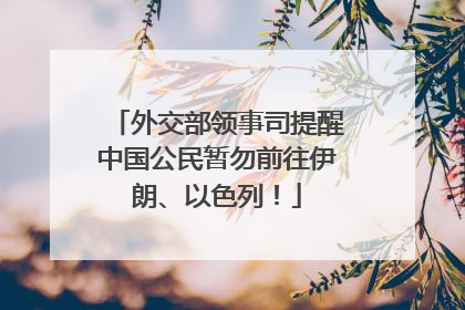 外交部领事司提醒中国公民暂勿前往伊朗、以色列！