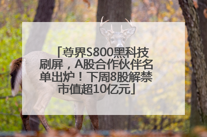 尊界S800黑科技刷屏，A股合作伙伴名单出炉！下周8股解禁市值超10亿元