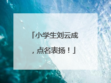 小学生刘云成，点名表扬！