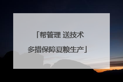 帮管理 送技术 多措保障夏粮生产