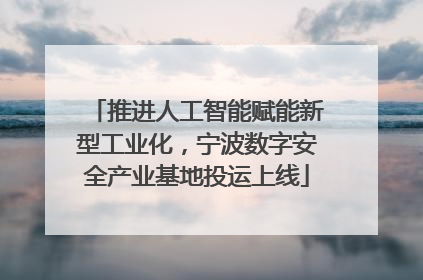 推进人工智能赋能新型工业化，宁波数字安全产业基地投运上线