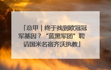 意甲｜终于找到欧冠冠军基因？“蓝黑军团”聘请国米名宿齐沃执教