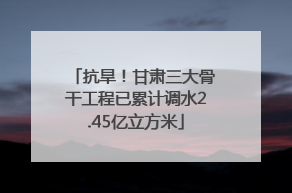 抗旱！甘肃三大骨干工程已累计调水2.45亿立方米