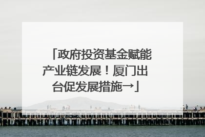 政府投资基金赋能产业链发展！厦门出台促发展措施→