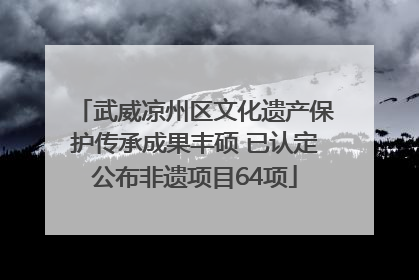 武威凉州区文化遗产保护传承成果丰硕 已认定公布非遗项目64项