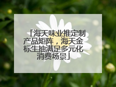 海天味业推定制产品矩阵，海天金标生抽满足多元化消费场景