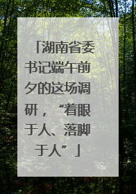 湖南省委书记端午前夕的这场调研，“着眼于人、落脚于人”