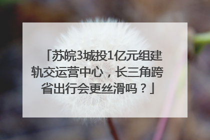 苏皖3城投1亿元组建轨交运营中心，长三角跨省出行会更丝滑吗？