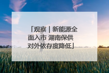观察｜新能源全面入市 湖南保供对外依存度降低