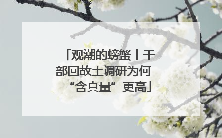 观潮的螃蟹丨干部回故土调研为何“含真量”更高