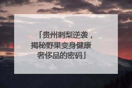 贵州刺梨逆袭，揭秘野果变身健康奢侈品的密码