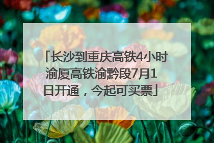 长沙到重庆高铁4小时 渝厦高铁渝黔段7月1日开通，今起可买票