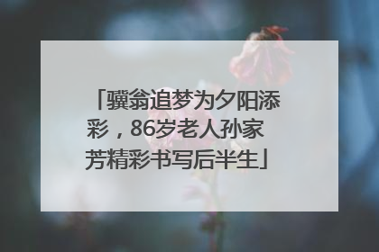骥翁追梦为夕阳添彩，86岁老人孙家芳精彩书写后半生