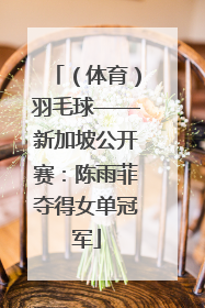 （体育）羽毛球——新加坡公开赛：陈雨菲夺得女单冠军