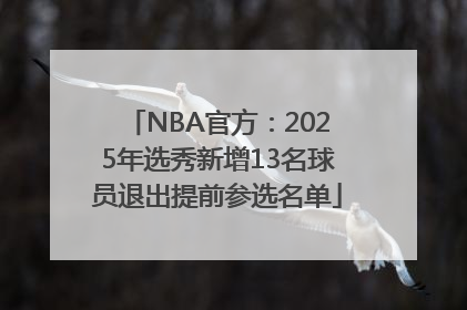NBA官方：2025年选秀新增13名球员退出提前参选名单